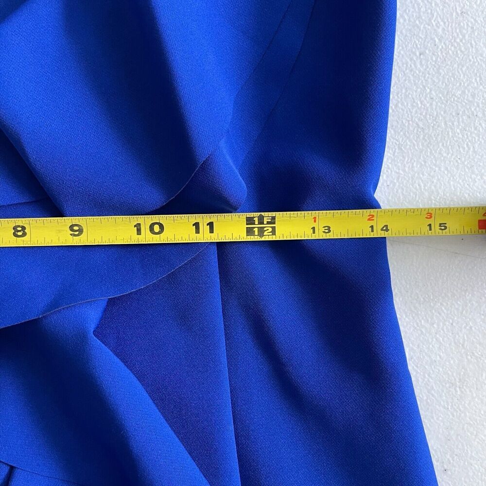 Vince Camuto Women's Size 4 Halter Neck Laguna Crepe Body Con Dress Blue Ruffle - Picture 10 of 13